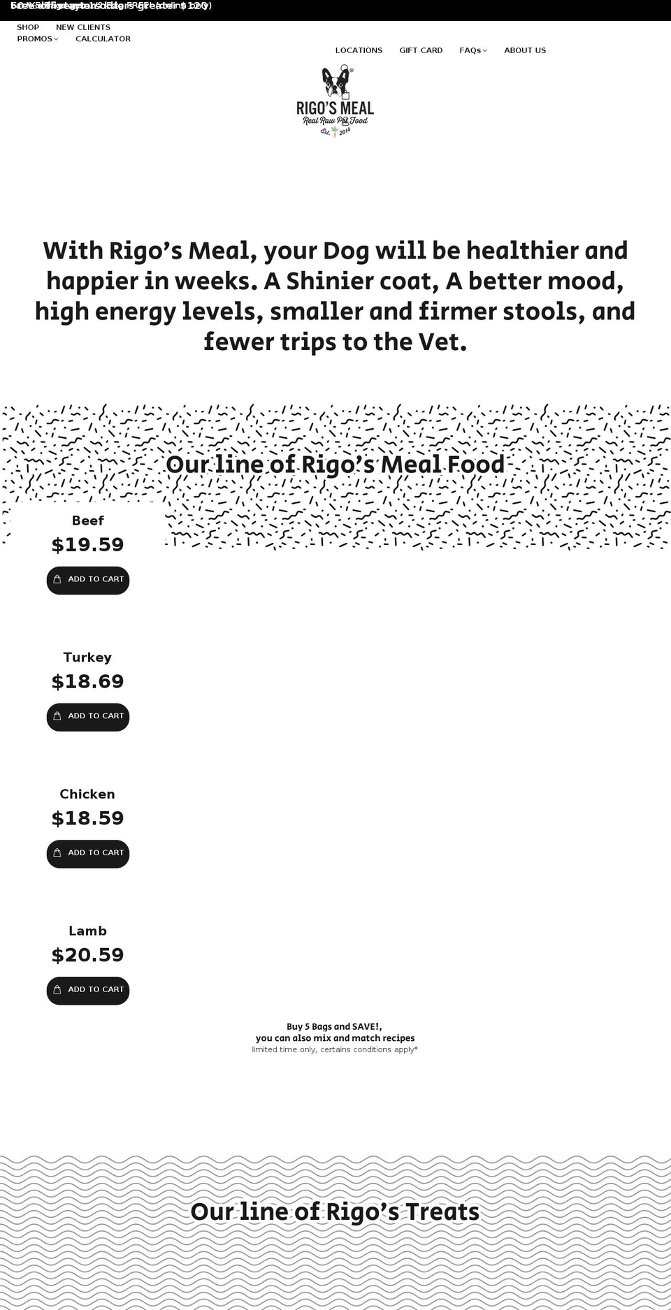 rigosmeal.com shopify website screenshot