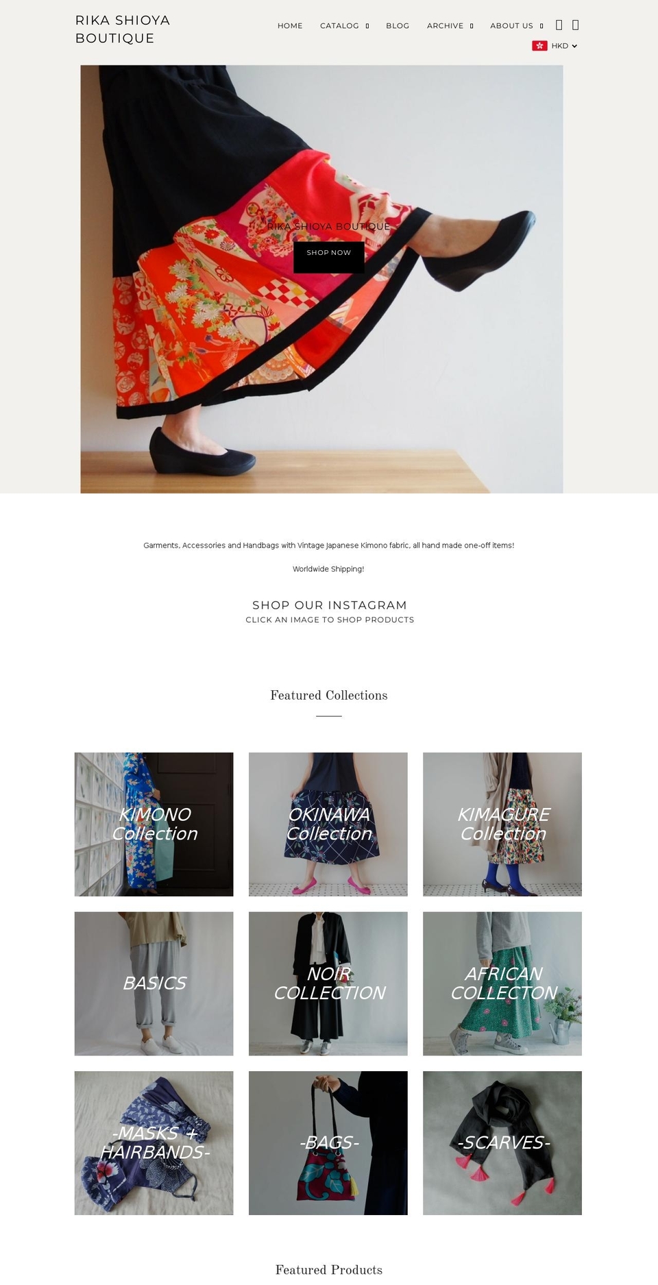 rikashioya.boutique shopify website screenshot