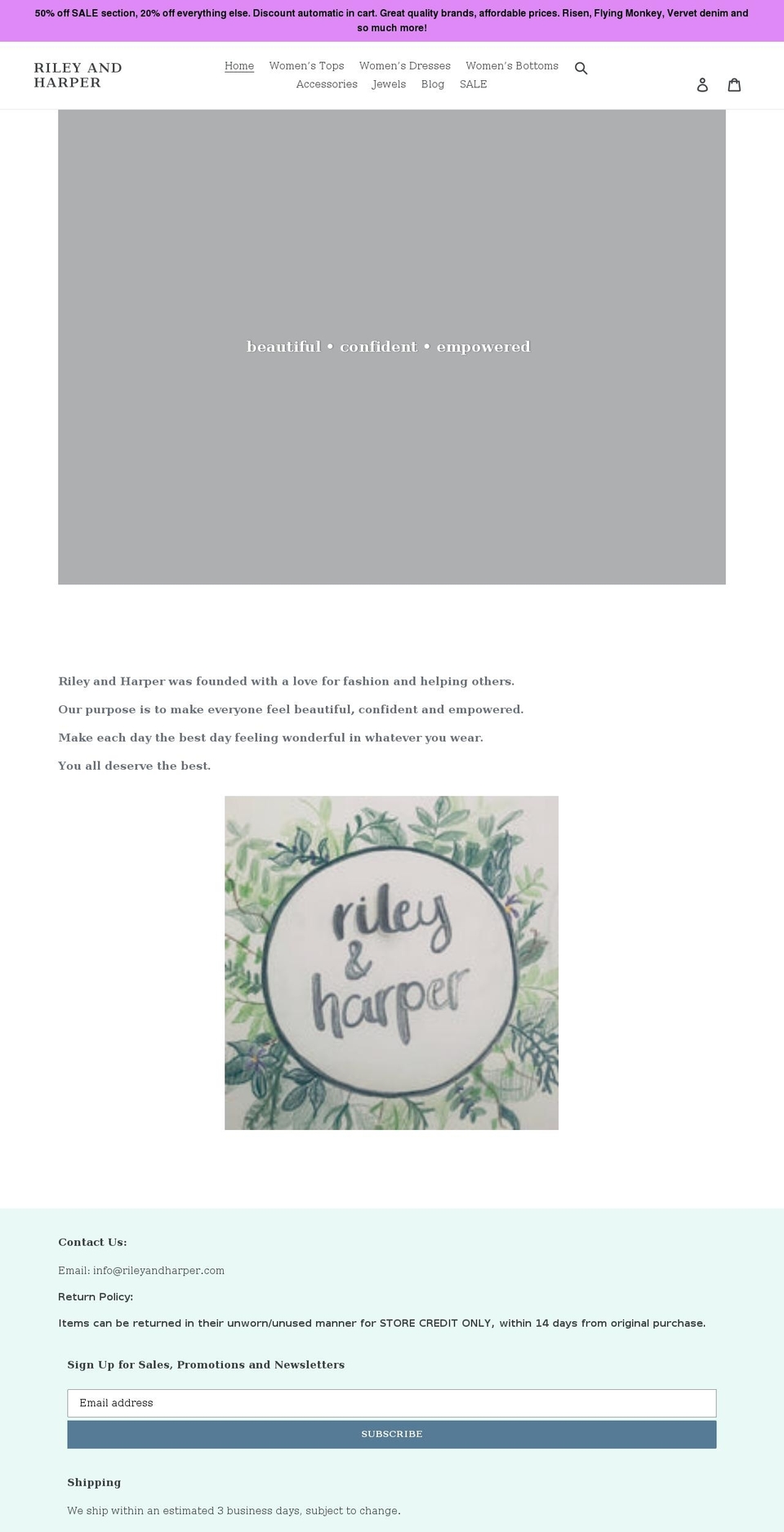 rileyandharper.com shopify website screenshot