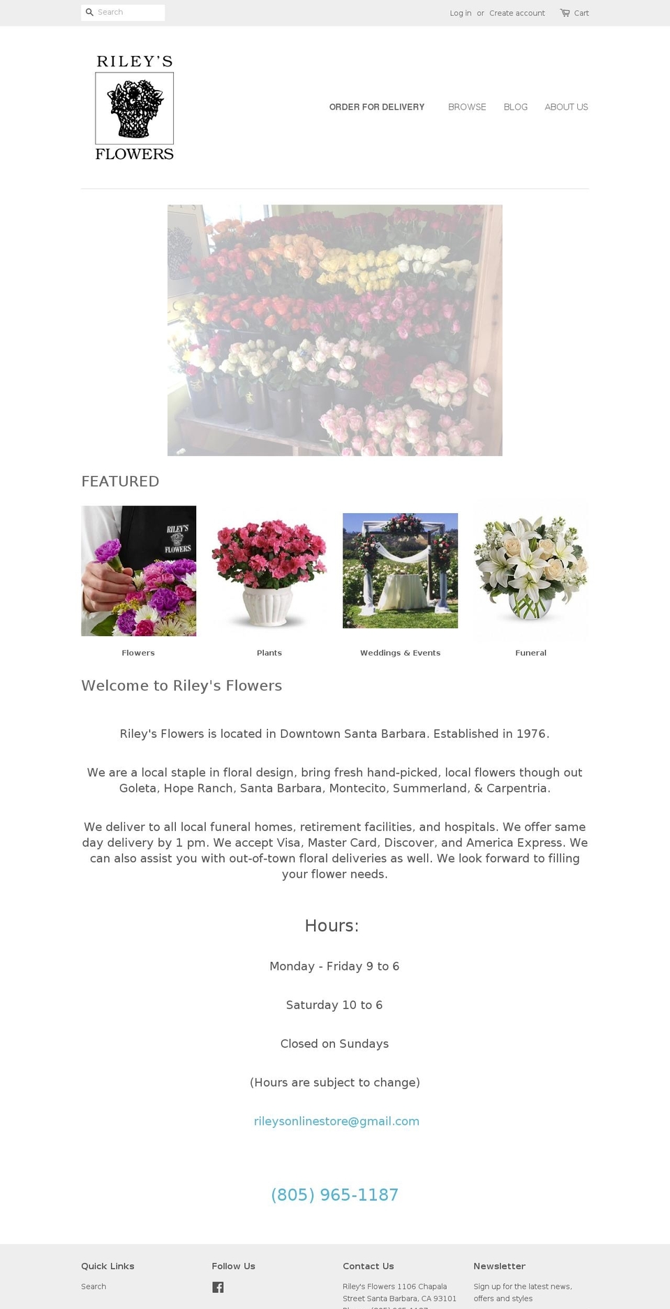 rileysflowers.com shopify website screenshot