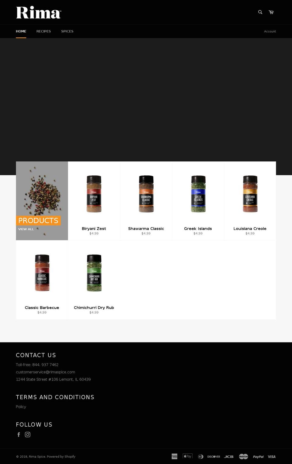 rimaspice.com shopify website screenshot