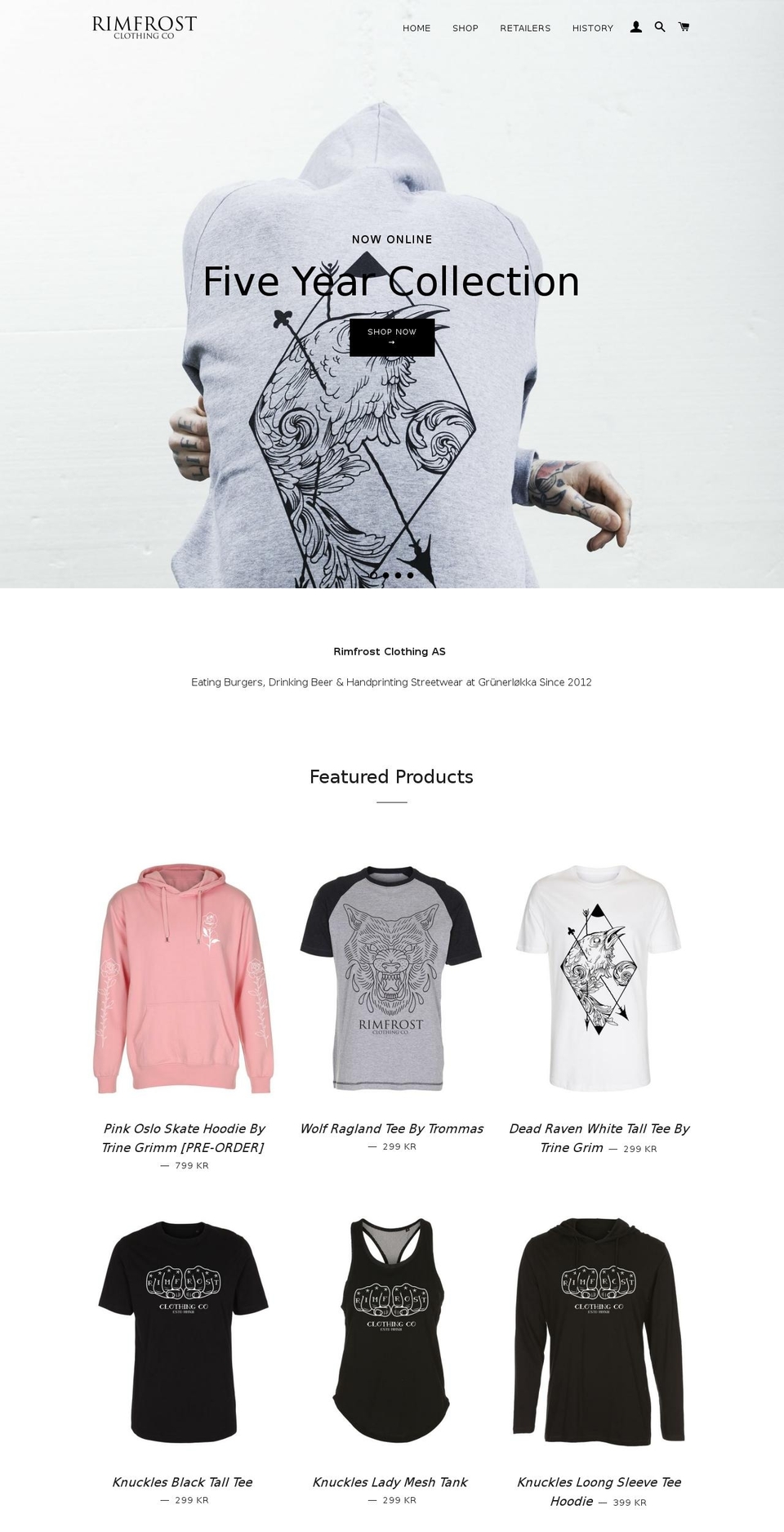 rimfrostclothing.com shopify website screenshot