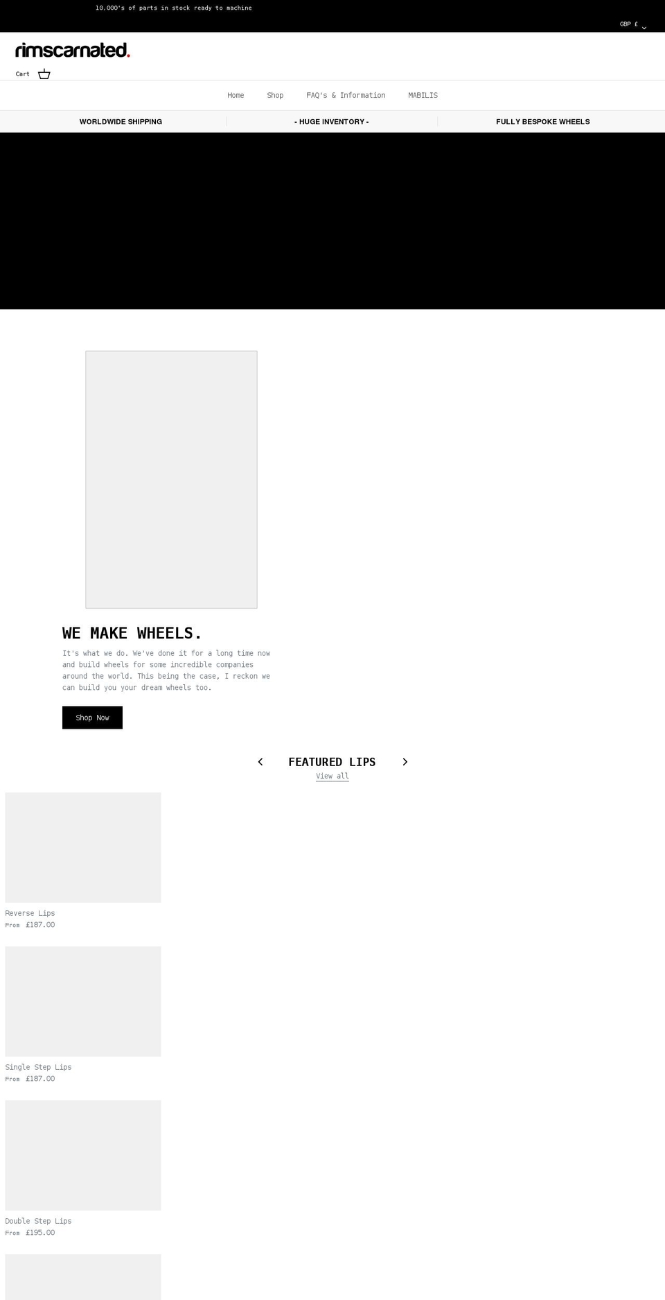 rimscarnated.com shopify website screenshot