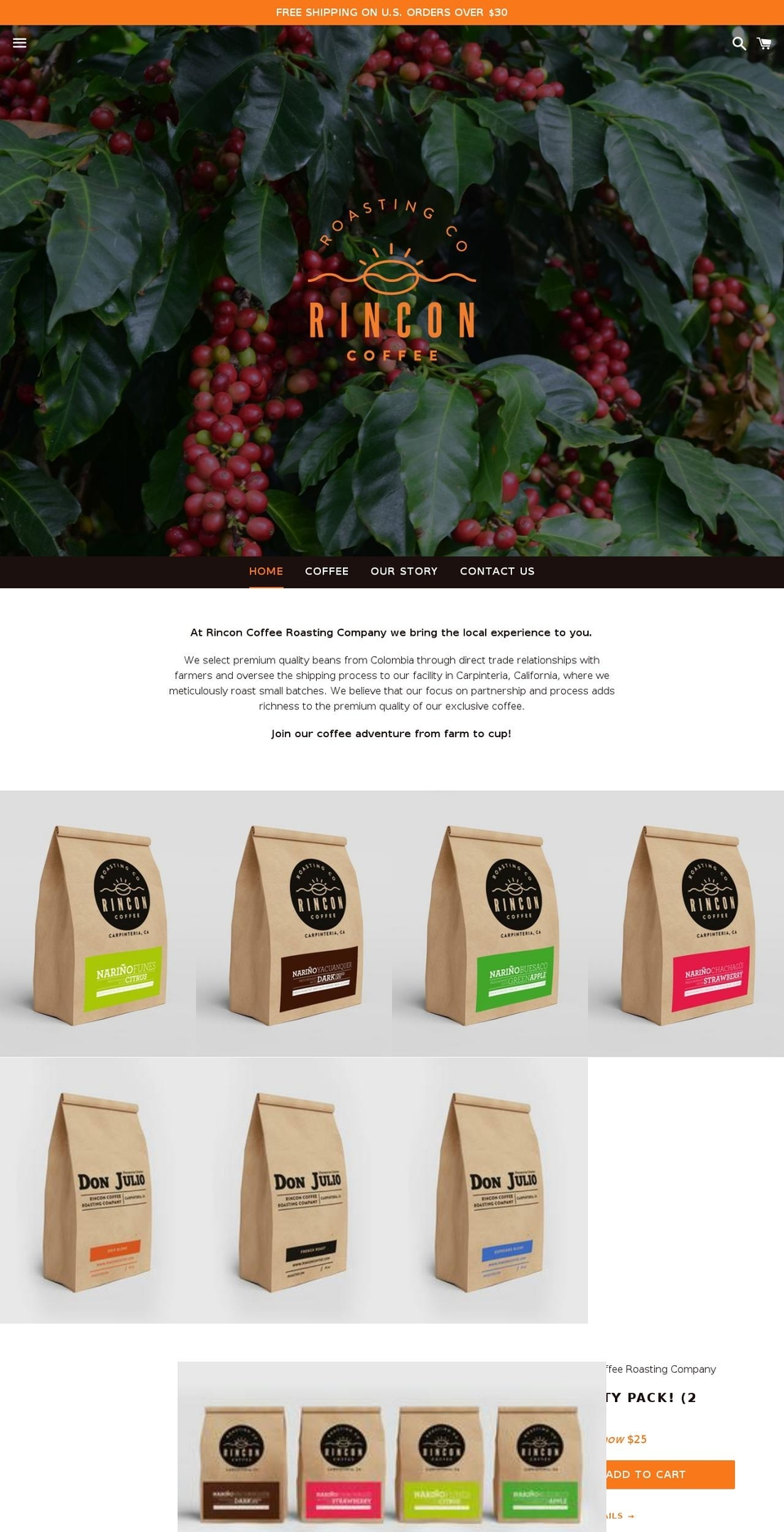 rinconcoffee.com — Shopify storefront screenshot