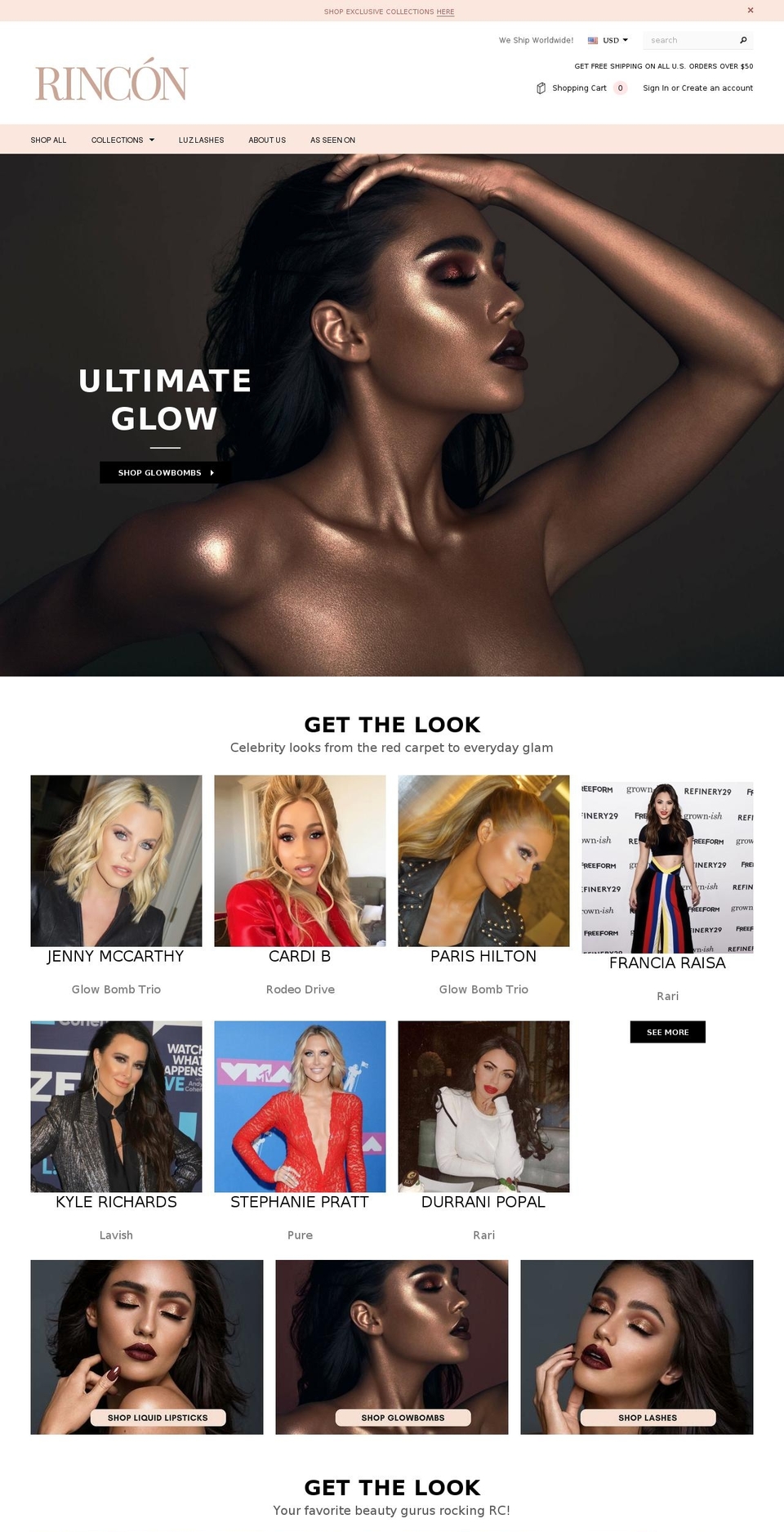 rinconcosmetics.com — Shopify storefront screenshot