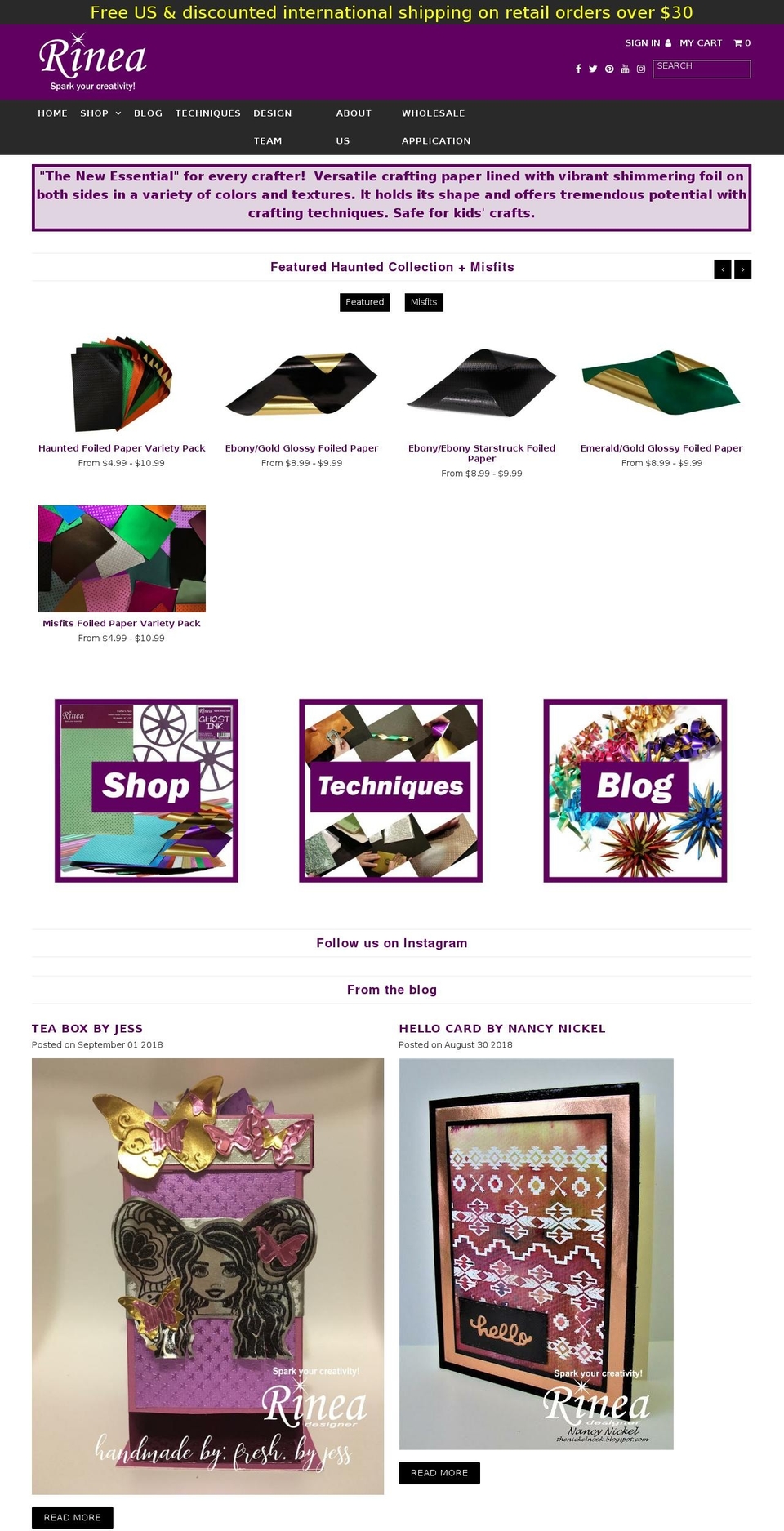 rineafoil.com — Shopify storefront screenshot