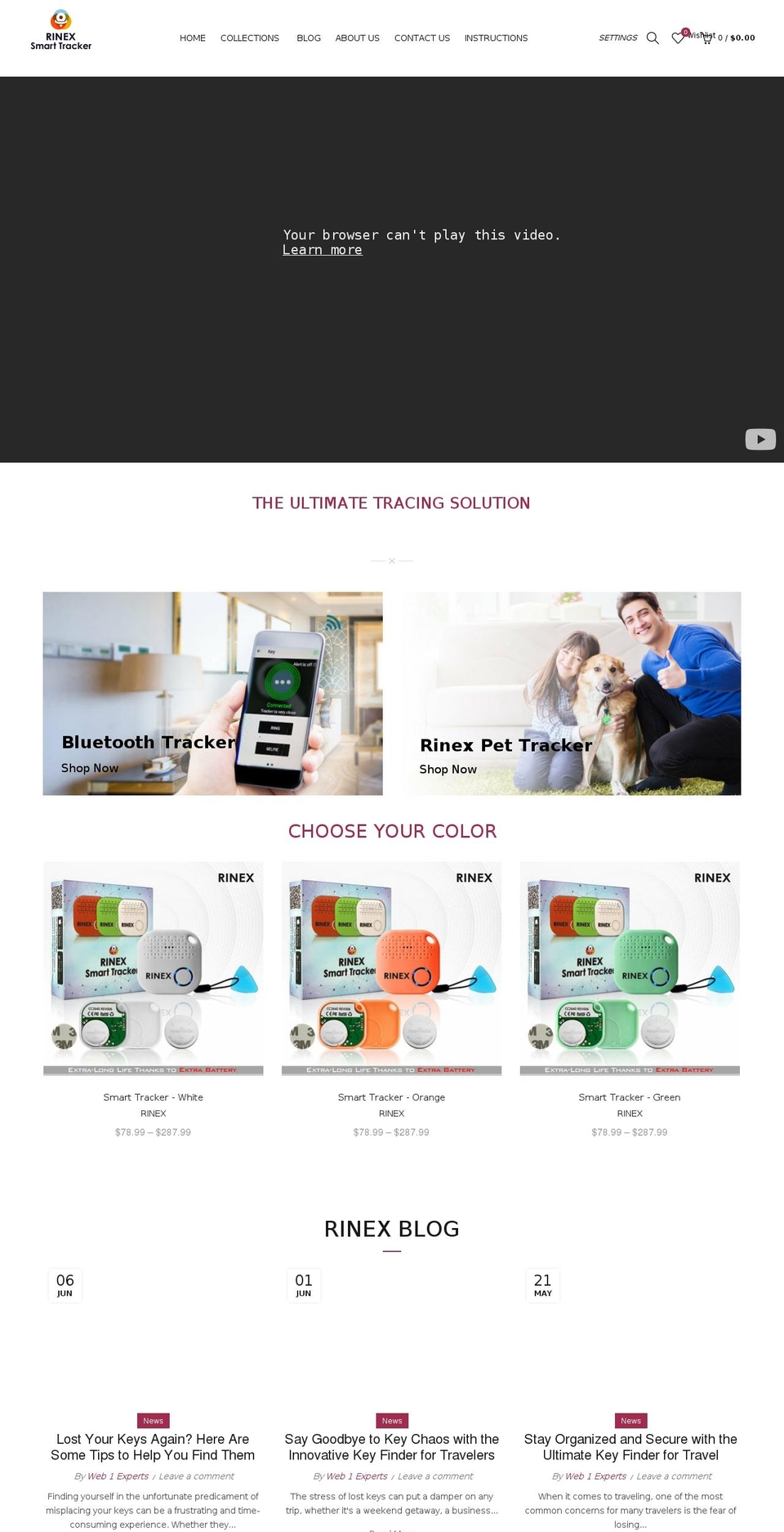 rinexsmarttrecker.com shopify website screenshot