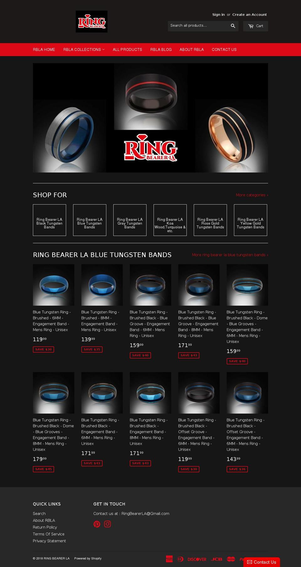 ringbearerla.com shopify website screenshot