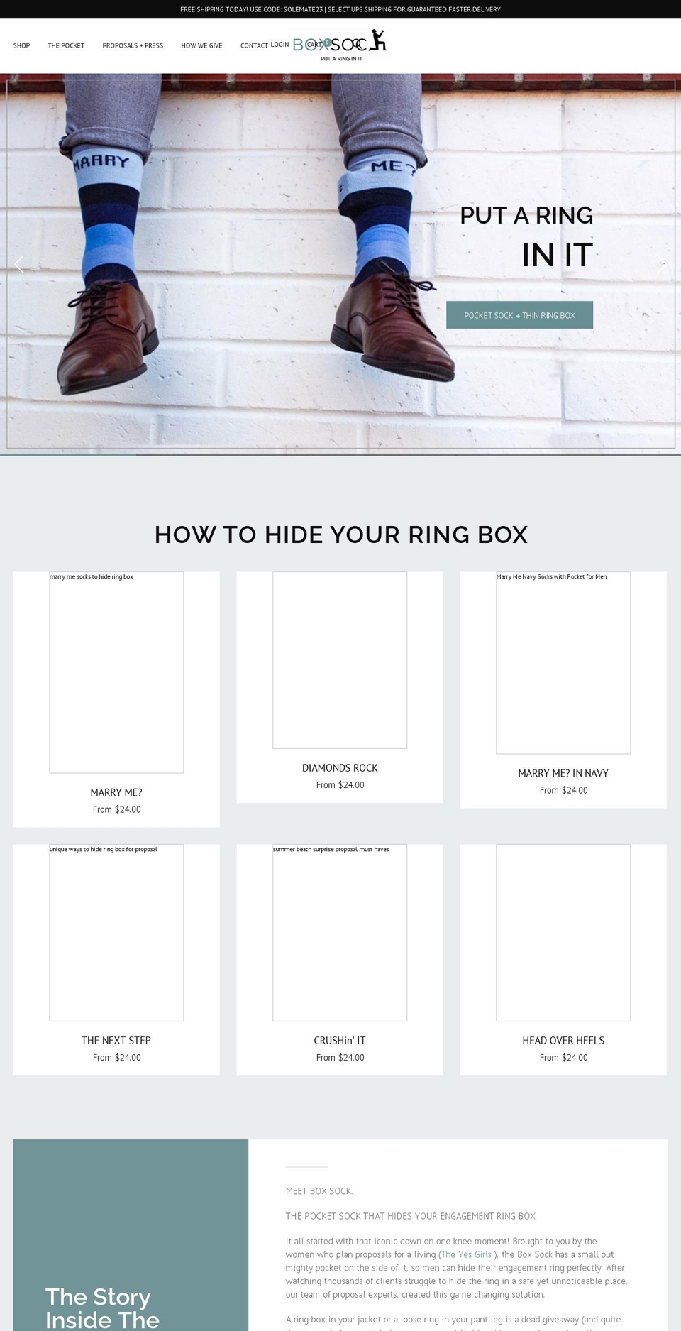 ringboxsocks.com — Shopify storefront screenshot