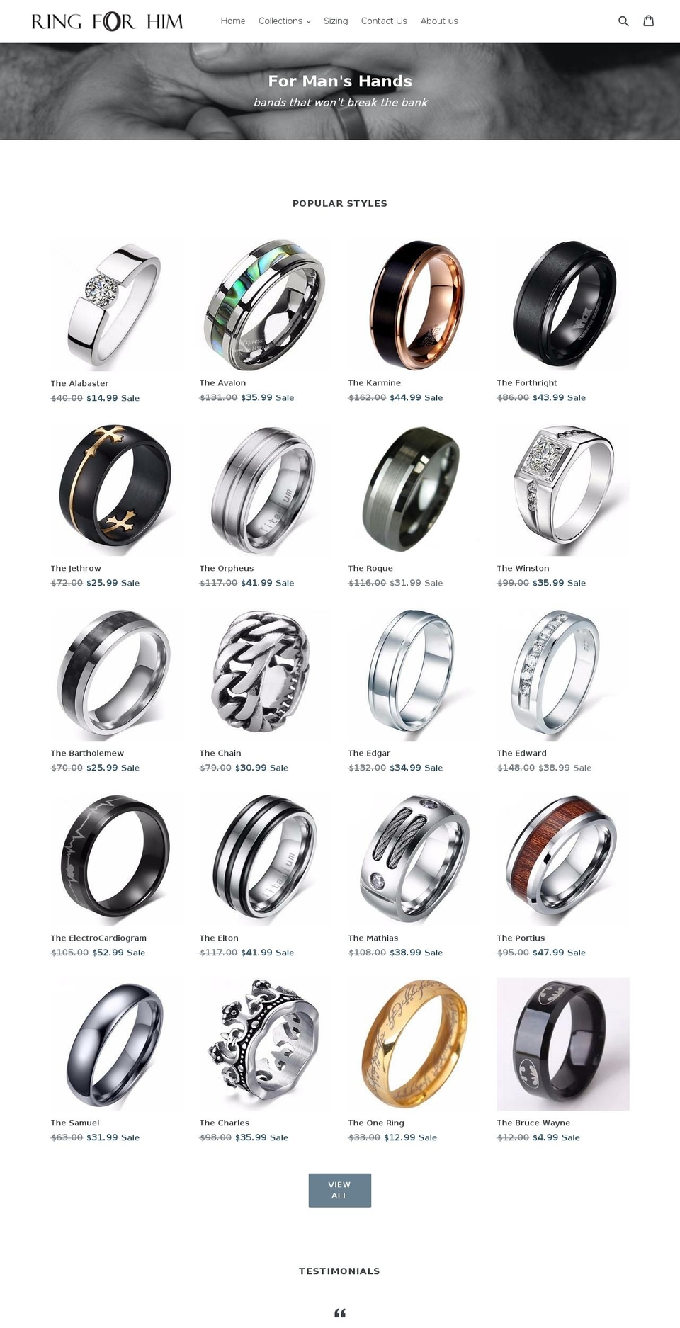 ringforhim.com shopify website screenshot