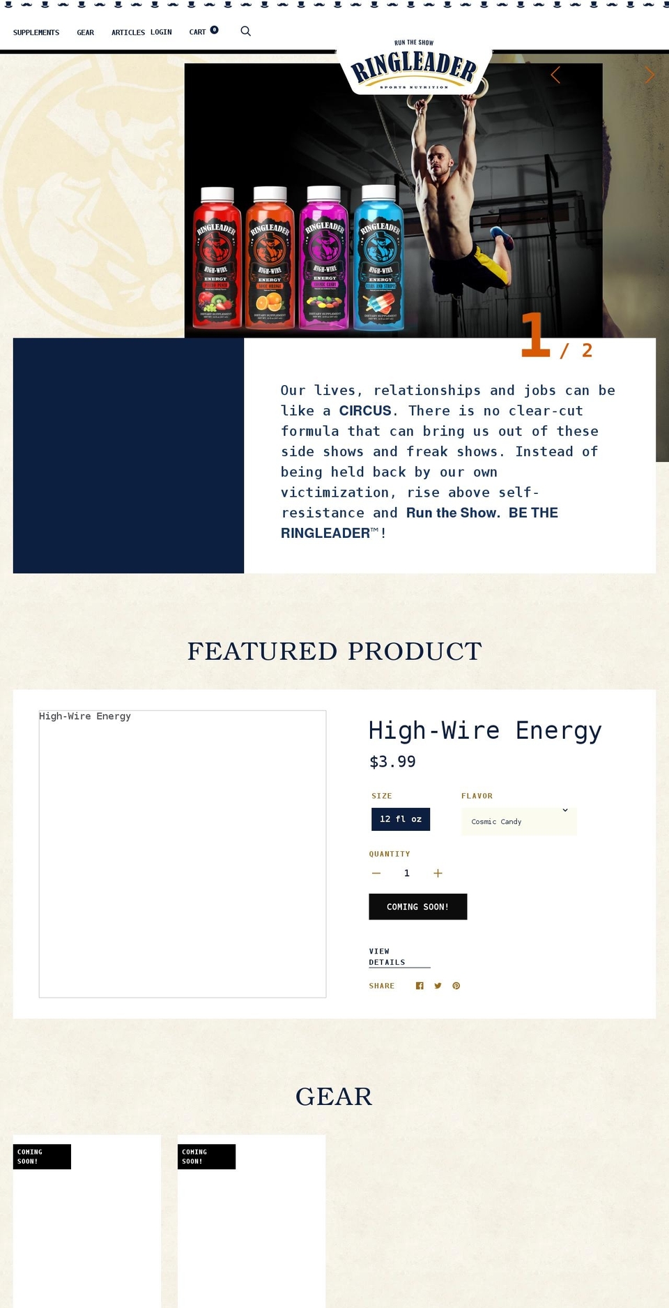 ringleadernutrition.com shopify website screenshot
