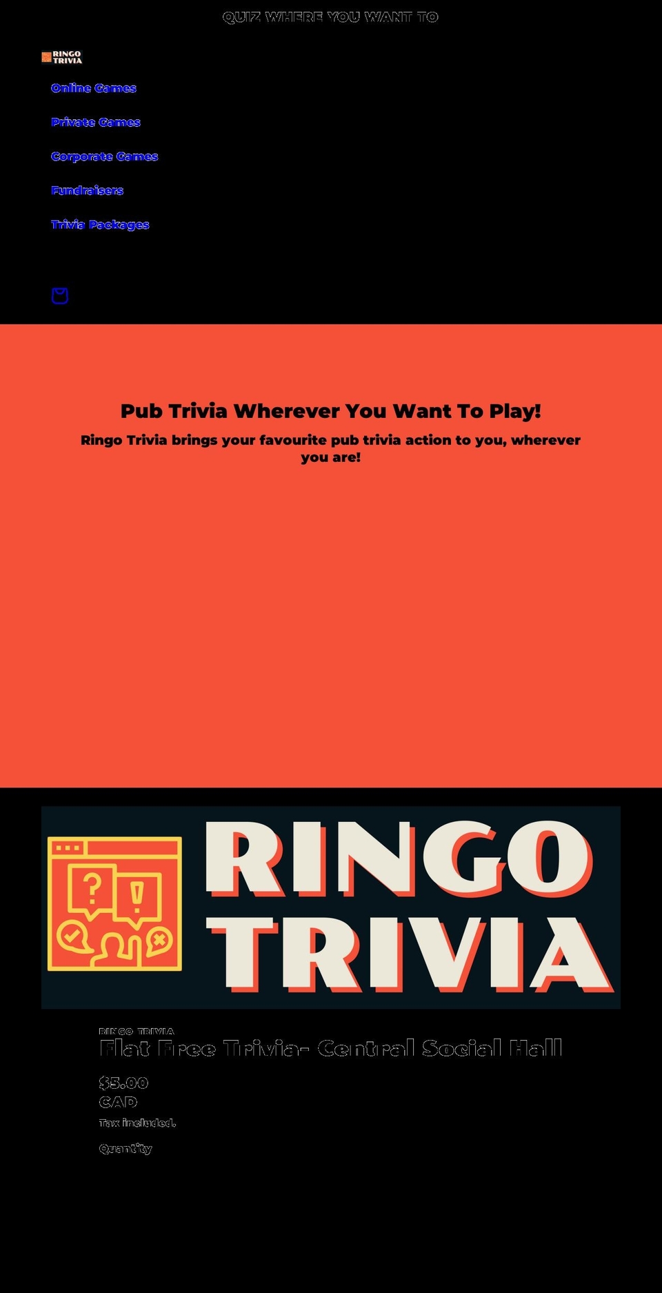 ringotrivia.com shopify website screenshot
