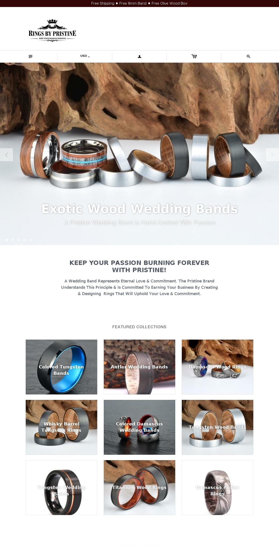 ringsbypristine.com shopify website screenshot