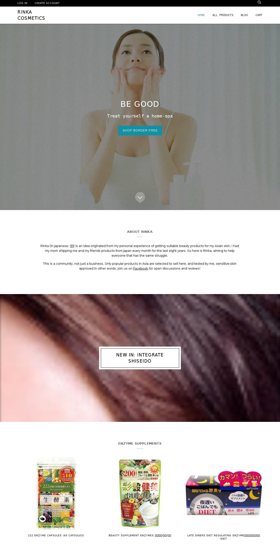 rinkacosmetics.com shopify website screenshot
