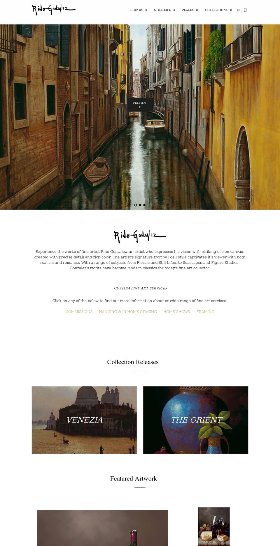 rinogonzalezfineart.com — Shopify storefront screenshot