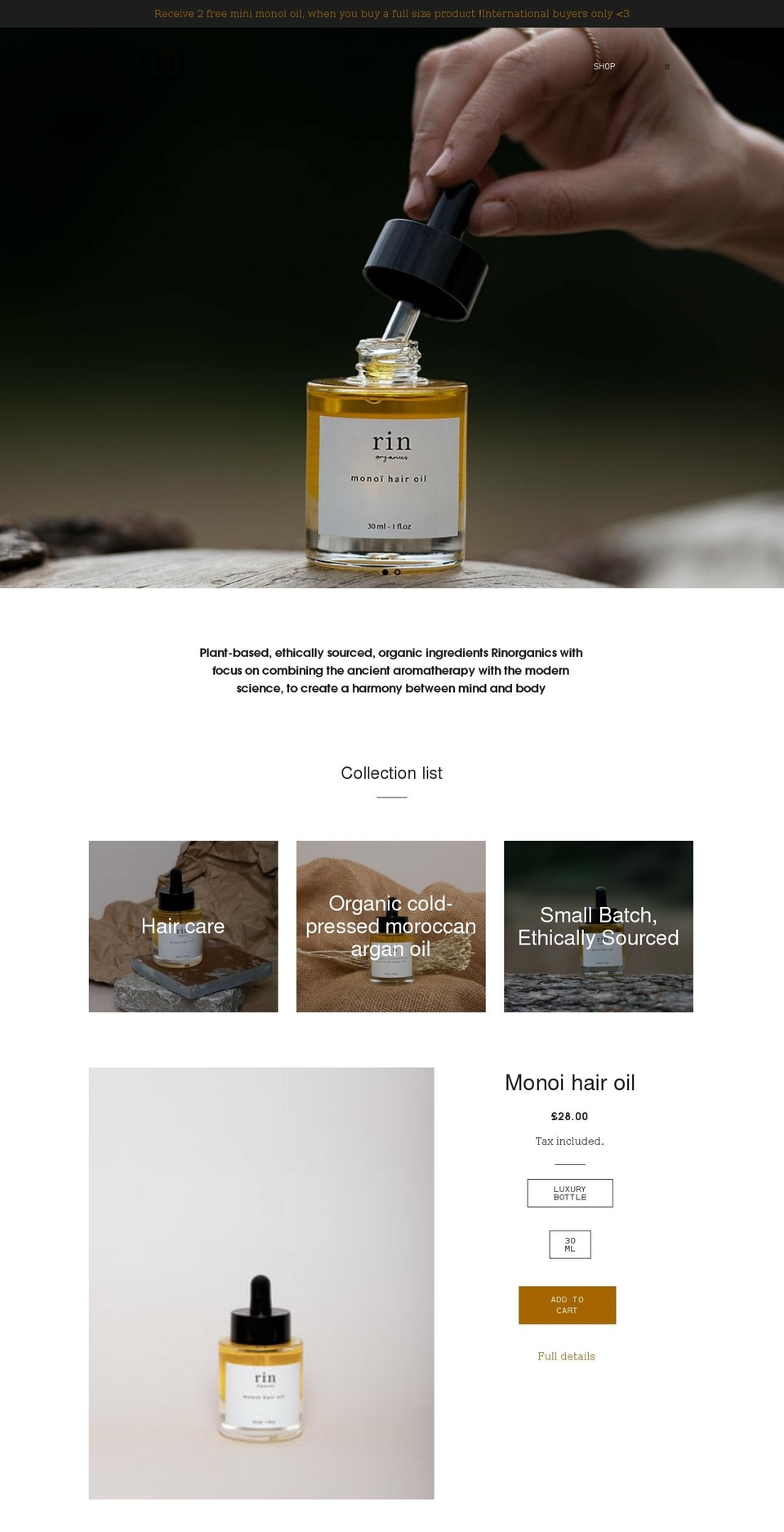 rinorganics.com shopify website screenshot