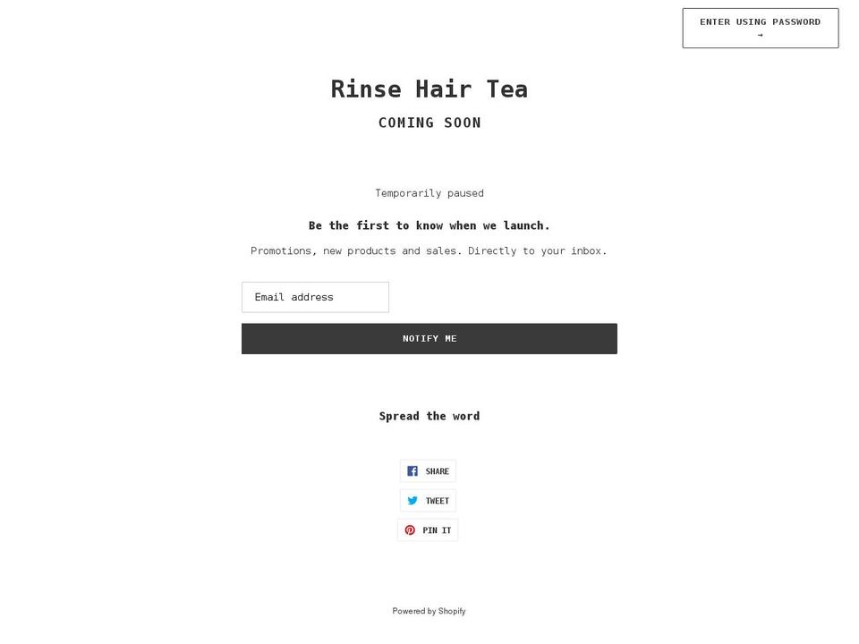 rinsehairtea.com shopify website screenshot