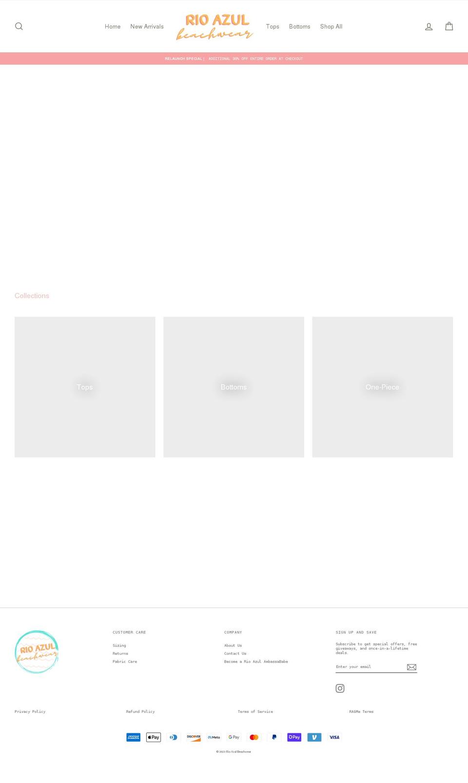 rioazulbeachwear.com — Shopify storefront screenshot