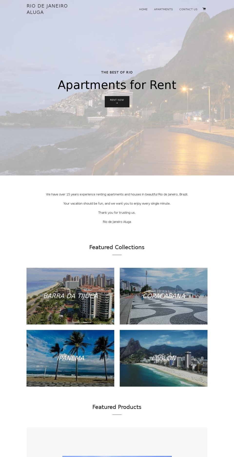 riodejaneiroaluga.com — Shopify storefront screenshot