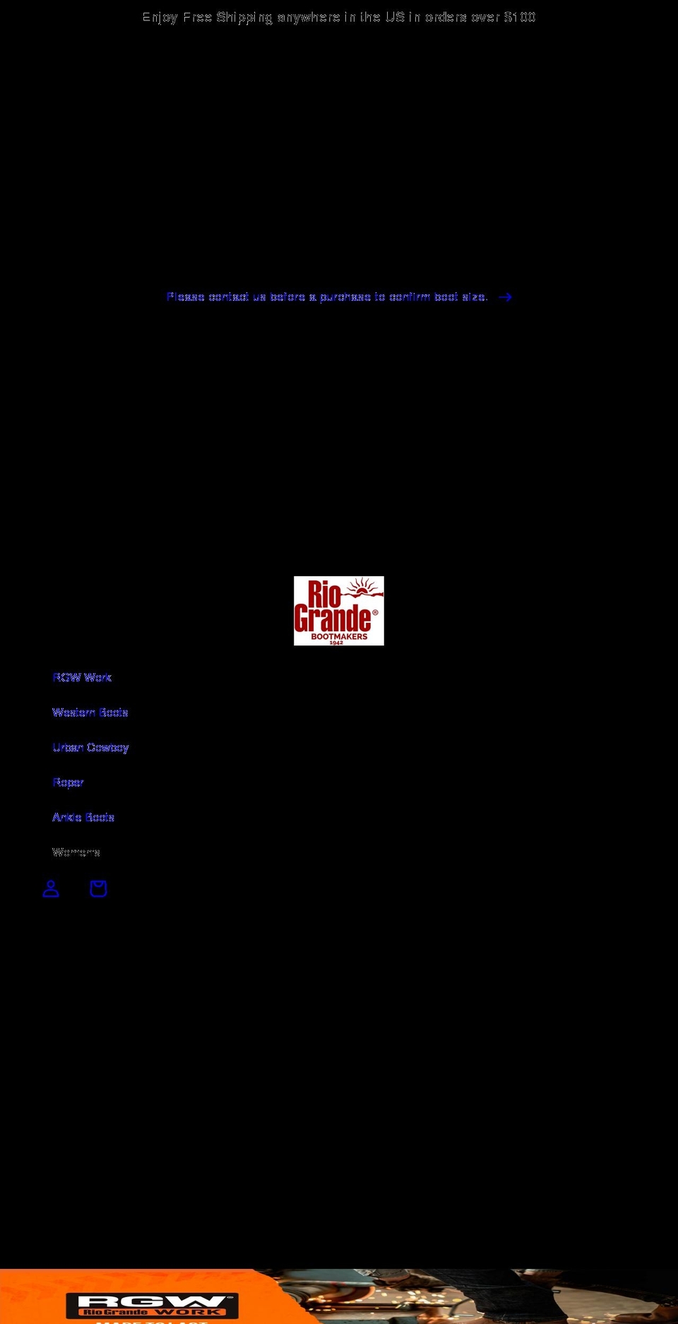 riograndeboots.com shopify website screenshot