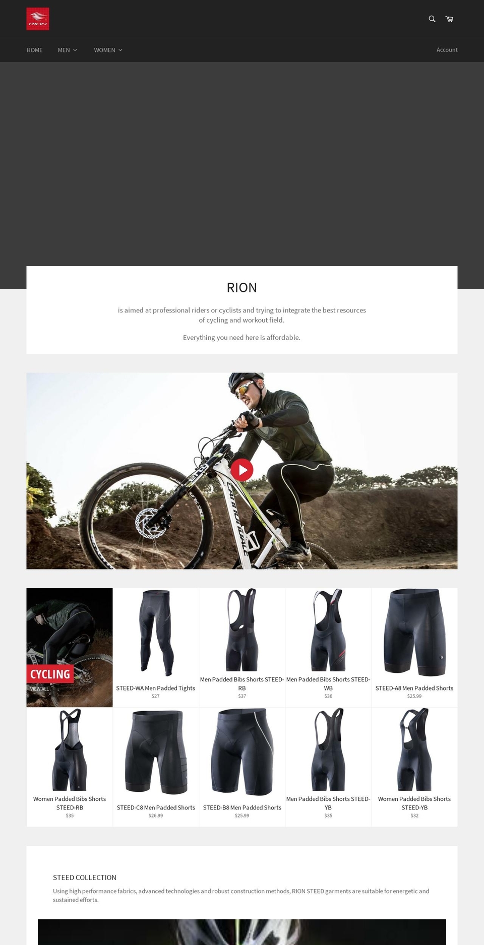 rion-sports.com shopify website screenshot