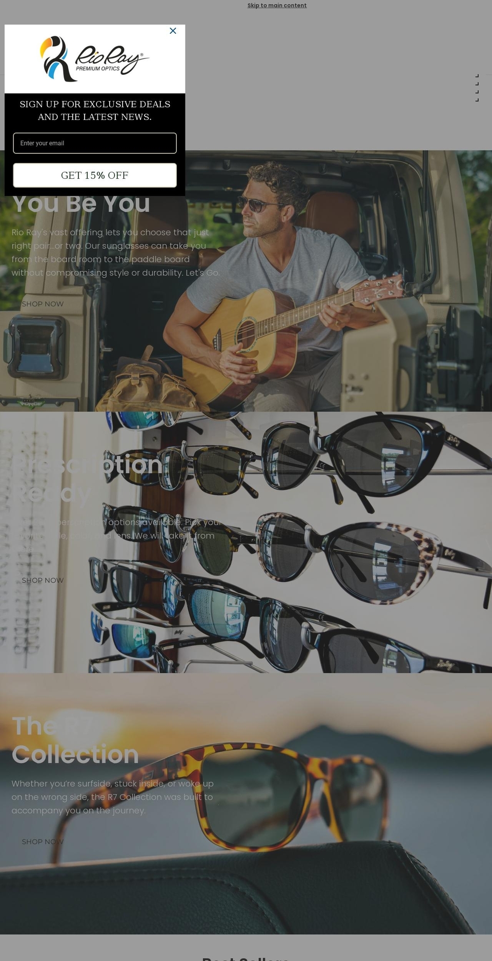 riorayoptics.com shopify website screenshot