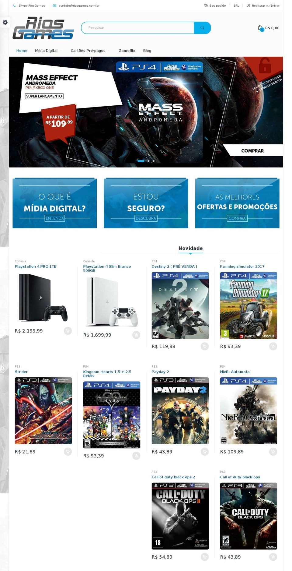 riosgames.com.br shopify website screenshot