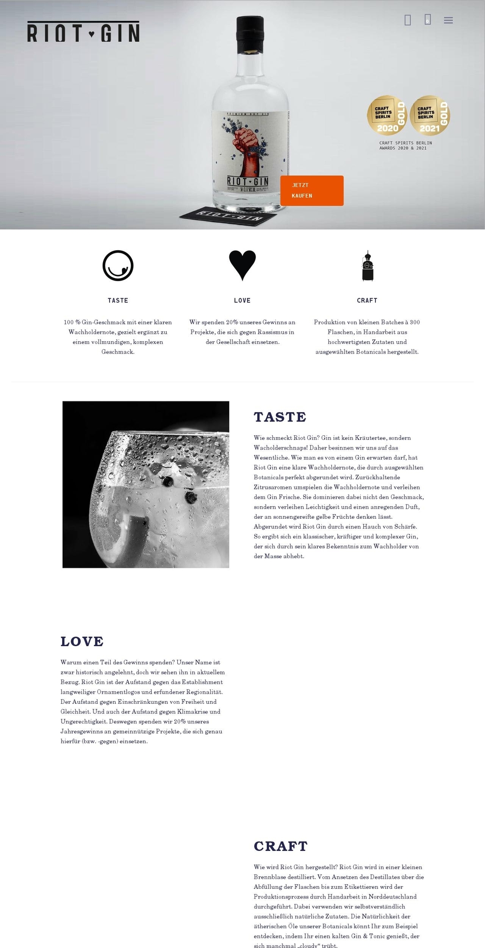 riot-gin.com shopify website screenshot