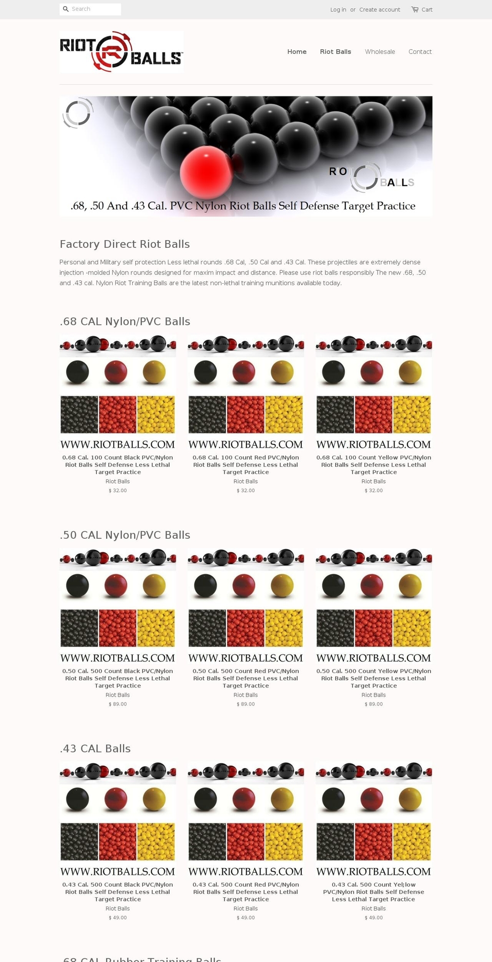 riotballs.com shopify website screenshot