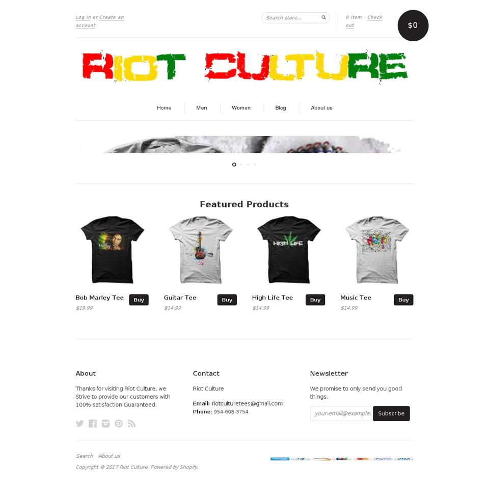 riotculture.com shopify website screenshot