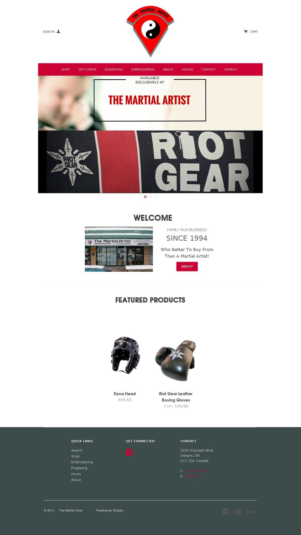 riotgearfightwear.ca shopify website screenshot