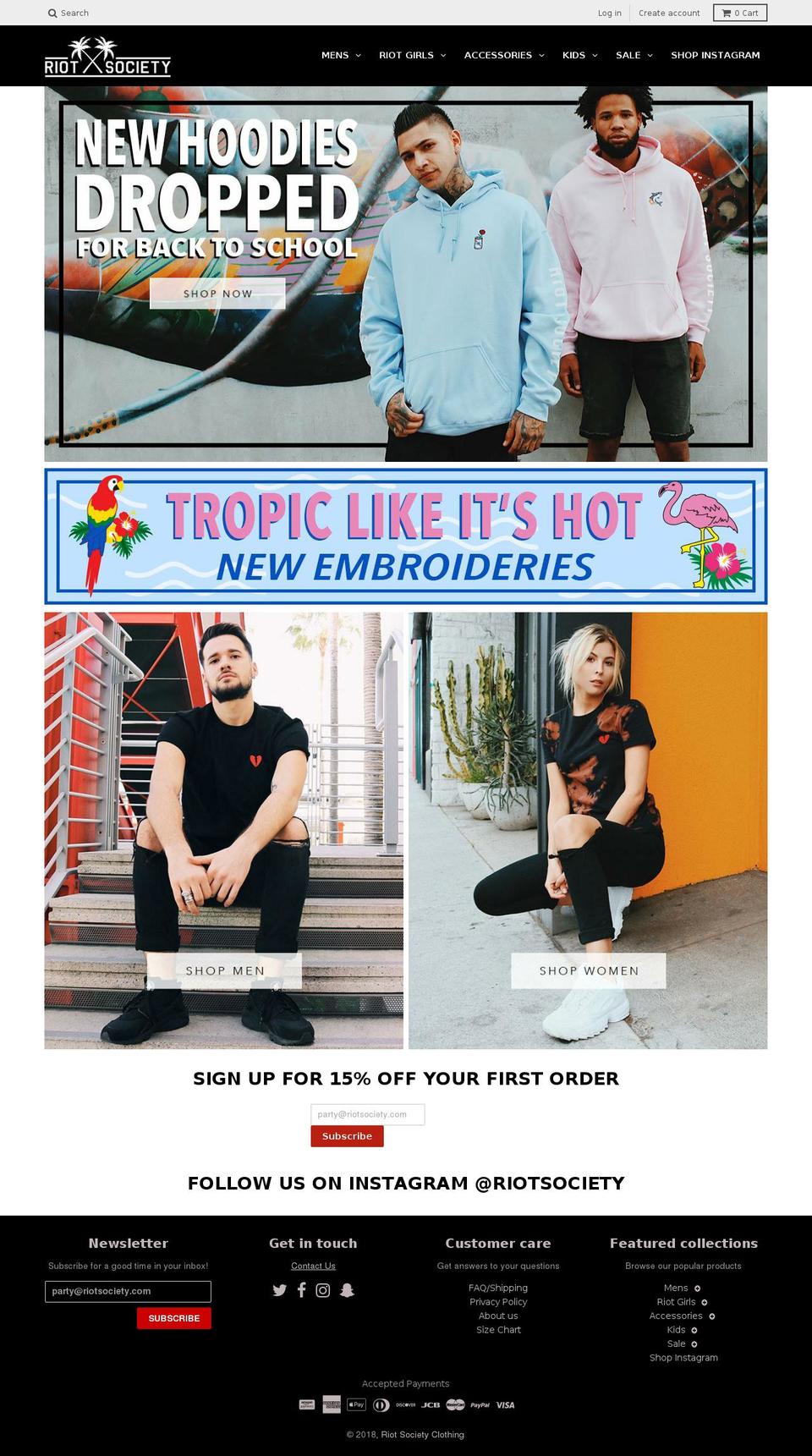 riotsocietyclothing.com shopify website screenshot