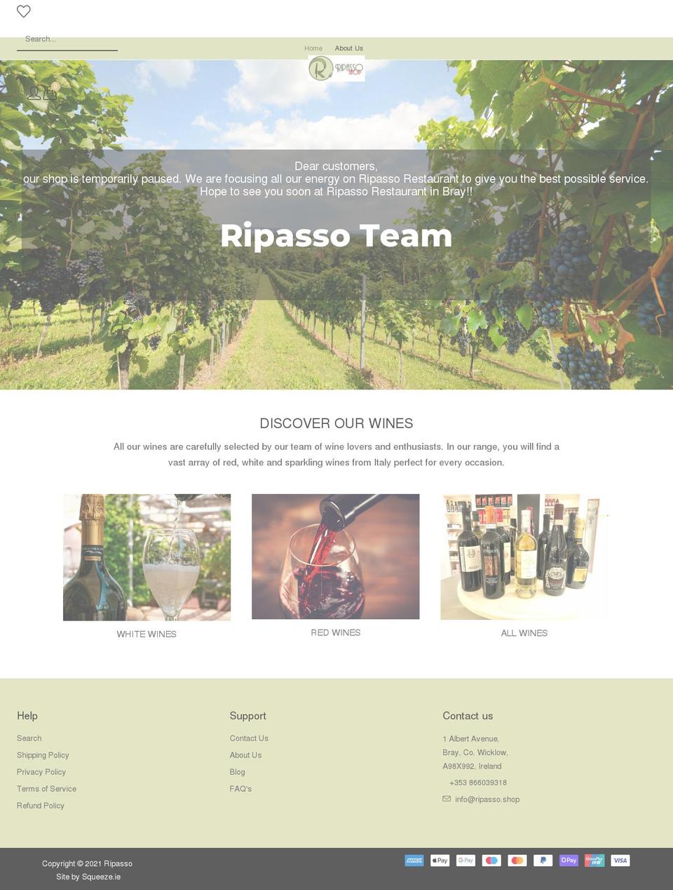 ripasso.shop shopify website screenshot