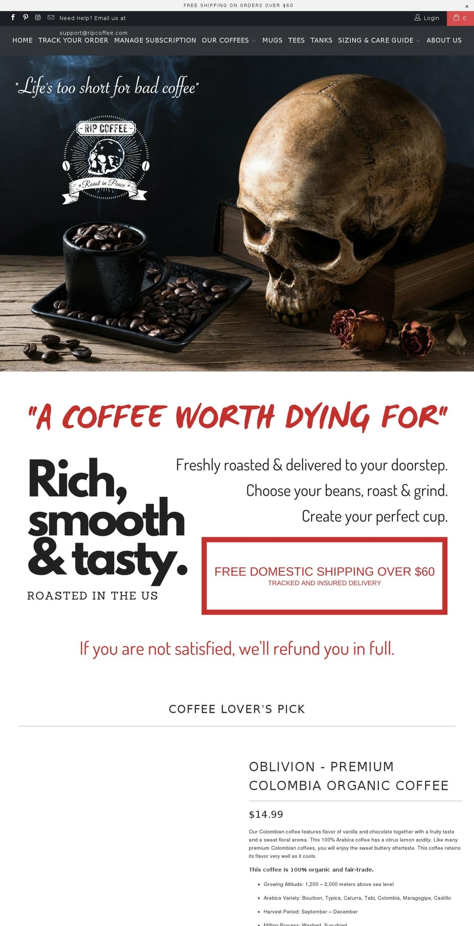 ripcoffee.com — Shopify storefront screenshot