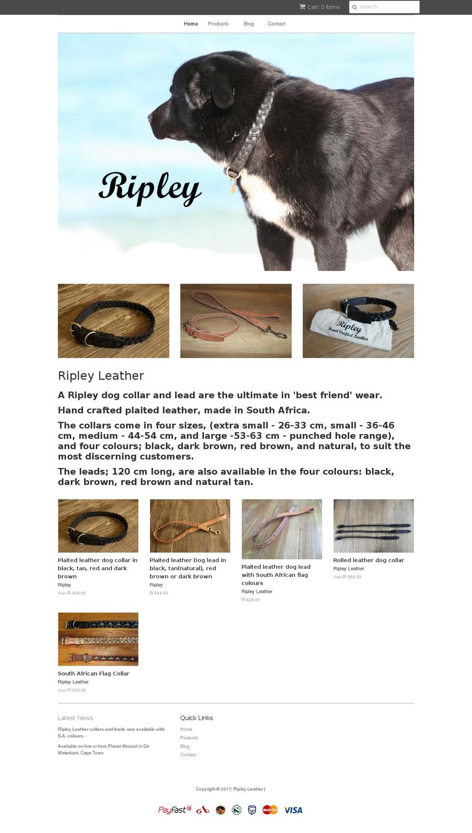 ripley-leather.com shopify website screenshot