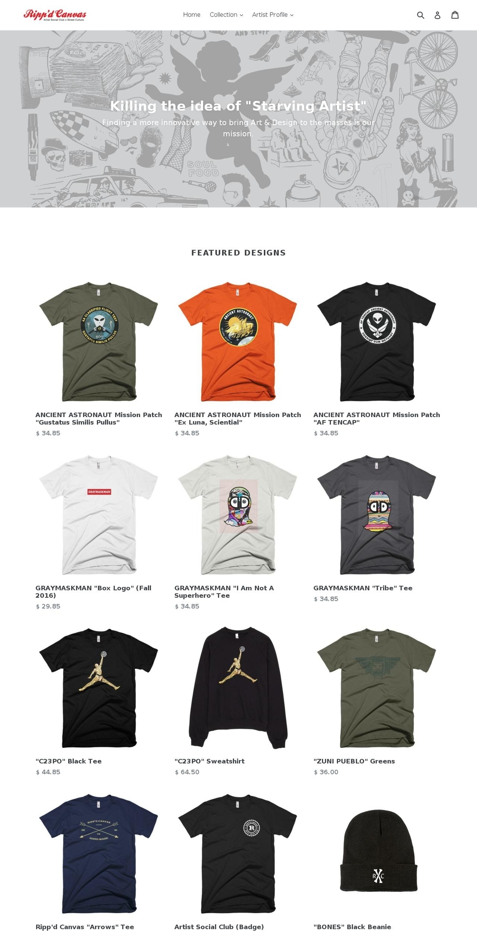 rippdcanvas.com shopify website screenshot