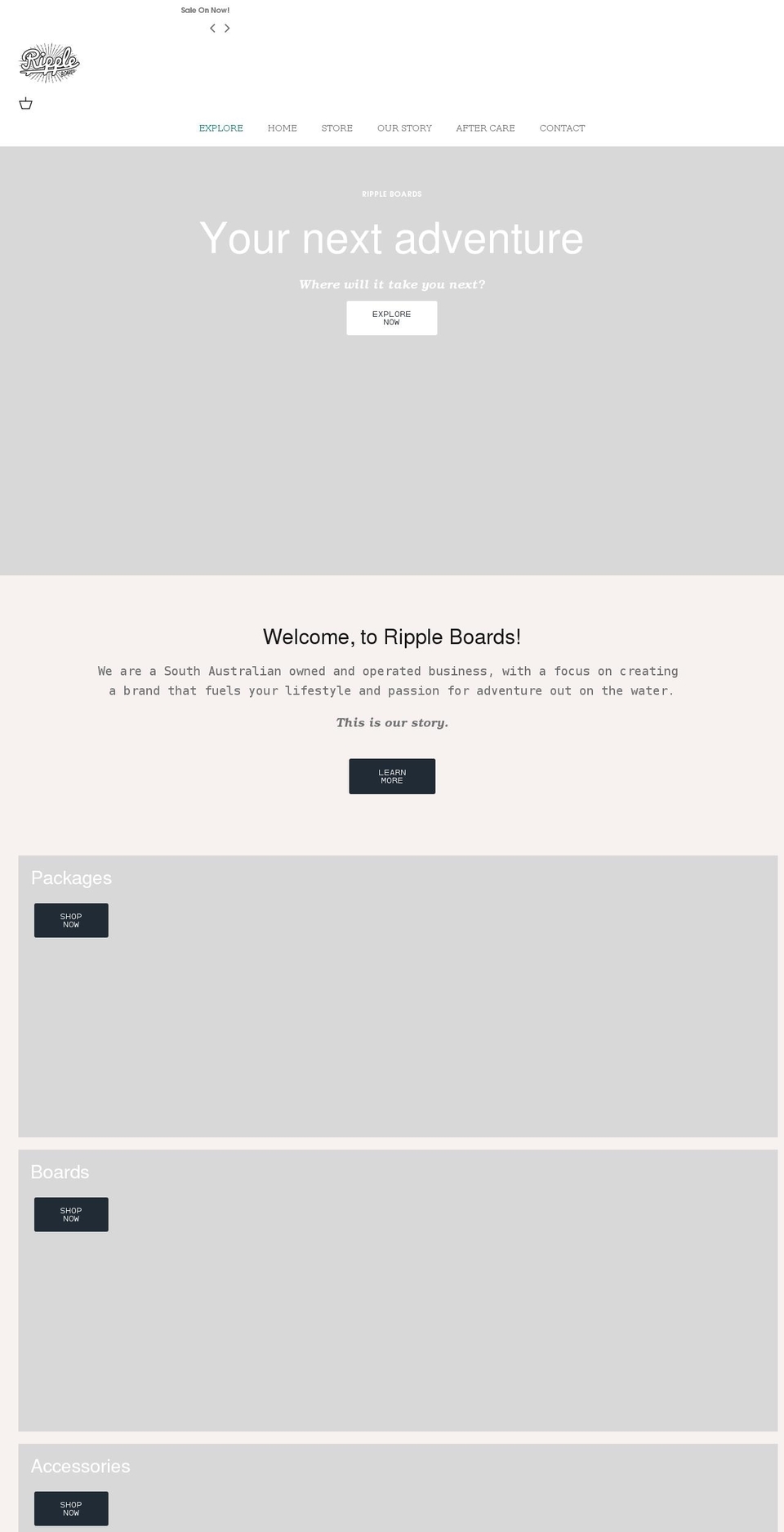 rippleboards.com.au shopify website screenshot