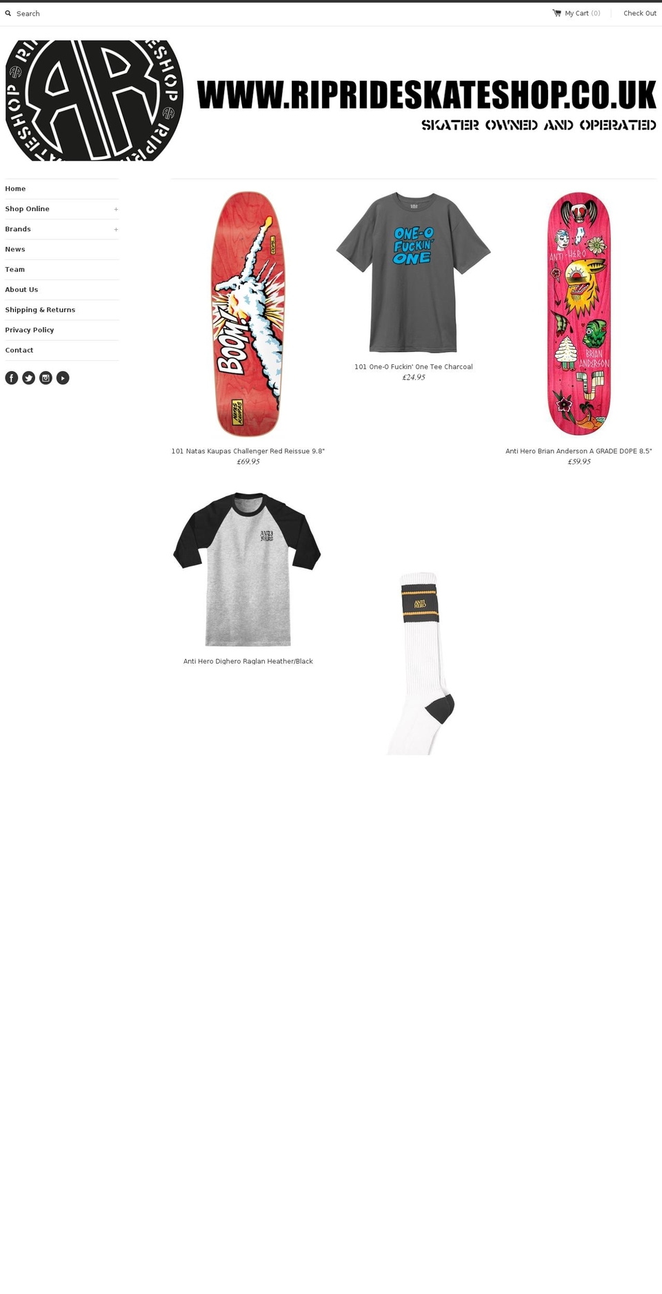 riprideskateshop.com shopify website screenshot
