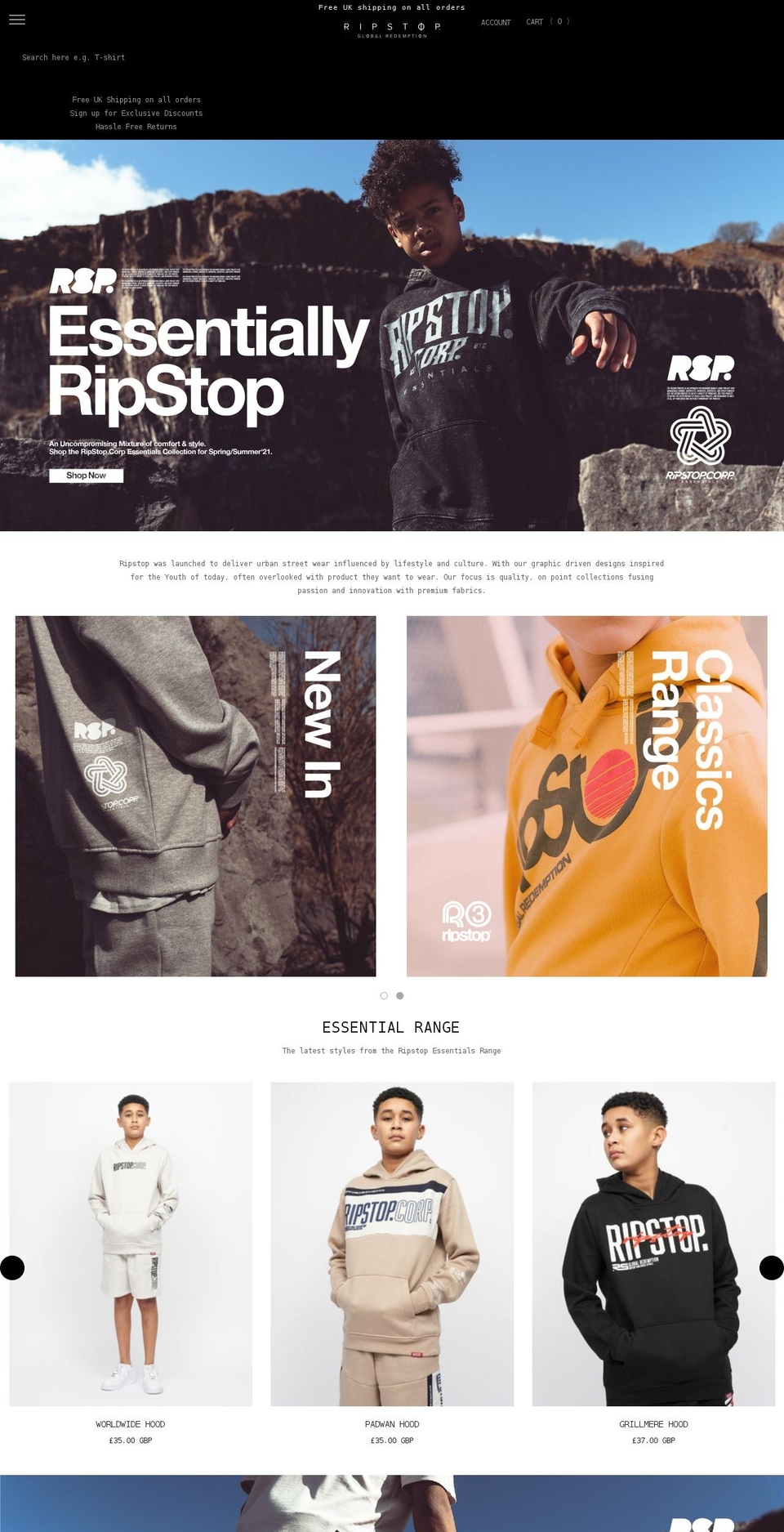 ripstopclothing.co.uk shopify website screenshot