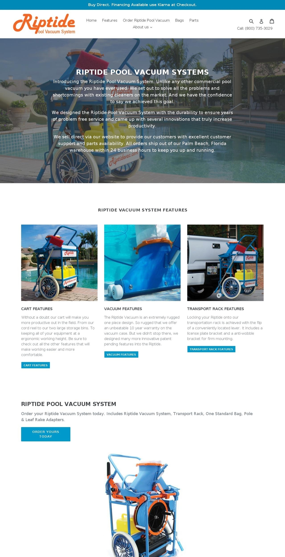 riptidevac.com shopify website screenshot