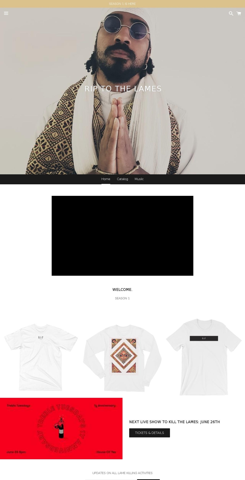 riptothelames.com — Shopify storefront screenshot