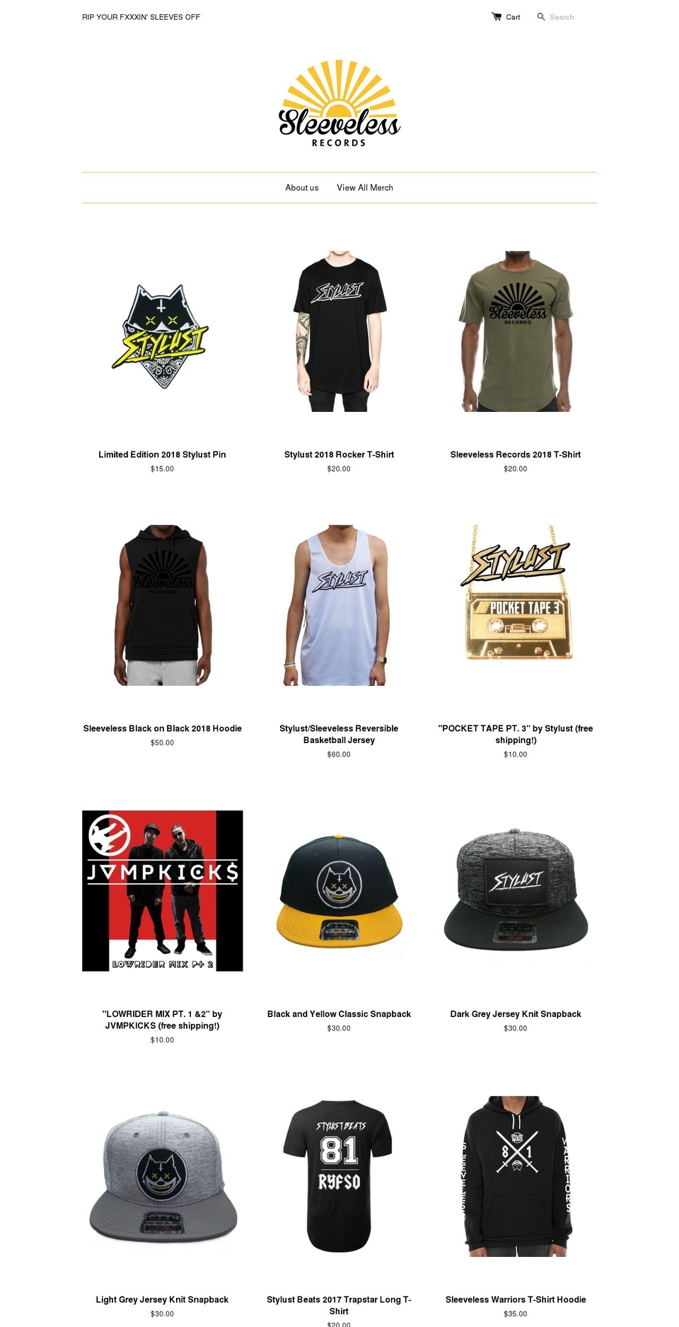 ripyoursleevesoff.com — Shopify storefront screenshot