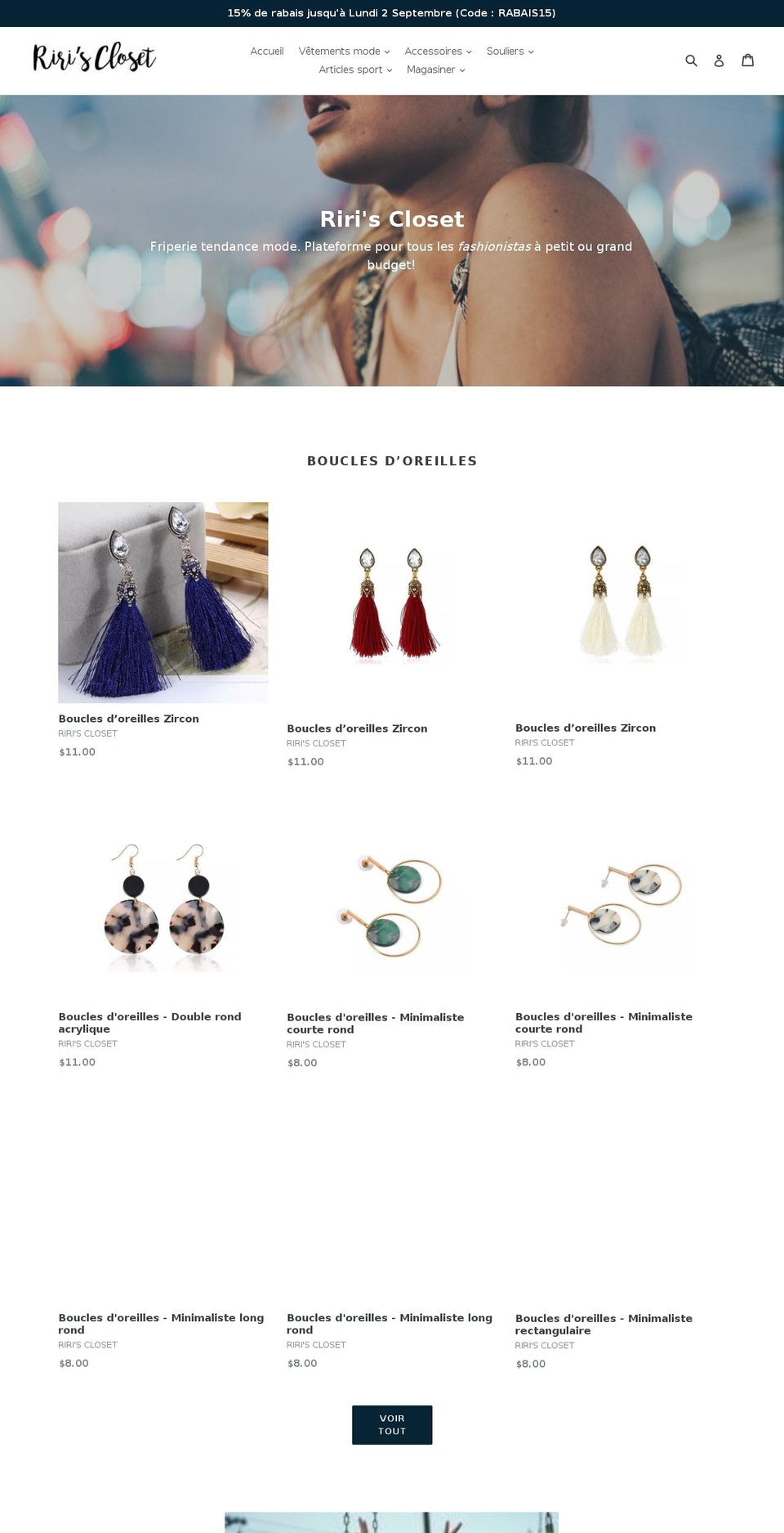 ririscloset.com shopify website screenshot