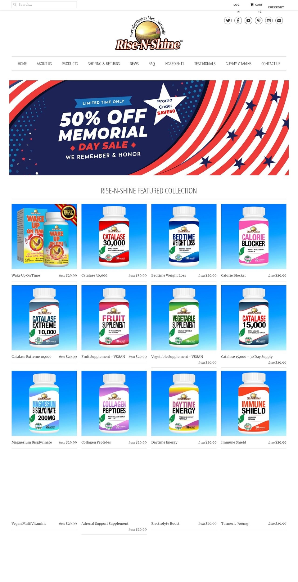 rise-n-shine.com shopify website screenshot