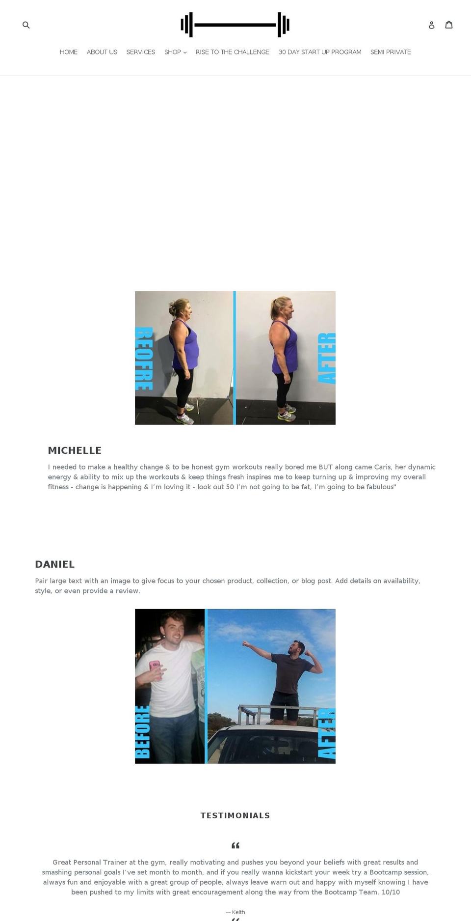 riseabovept.com — Shopify storefront screenshot