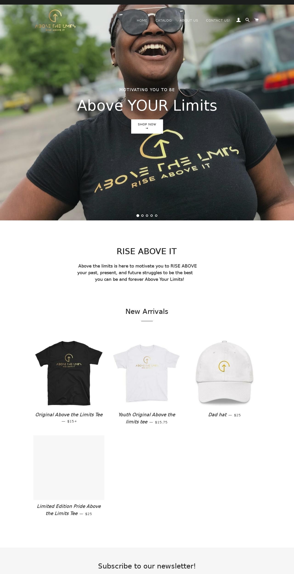 riseabovethelimits.com — Shopify storefront screenshot