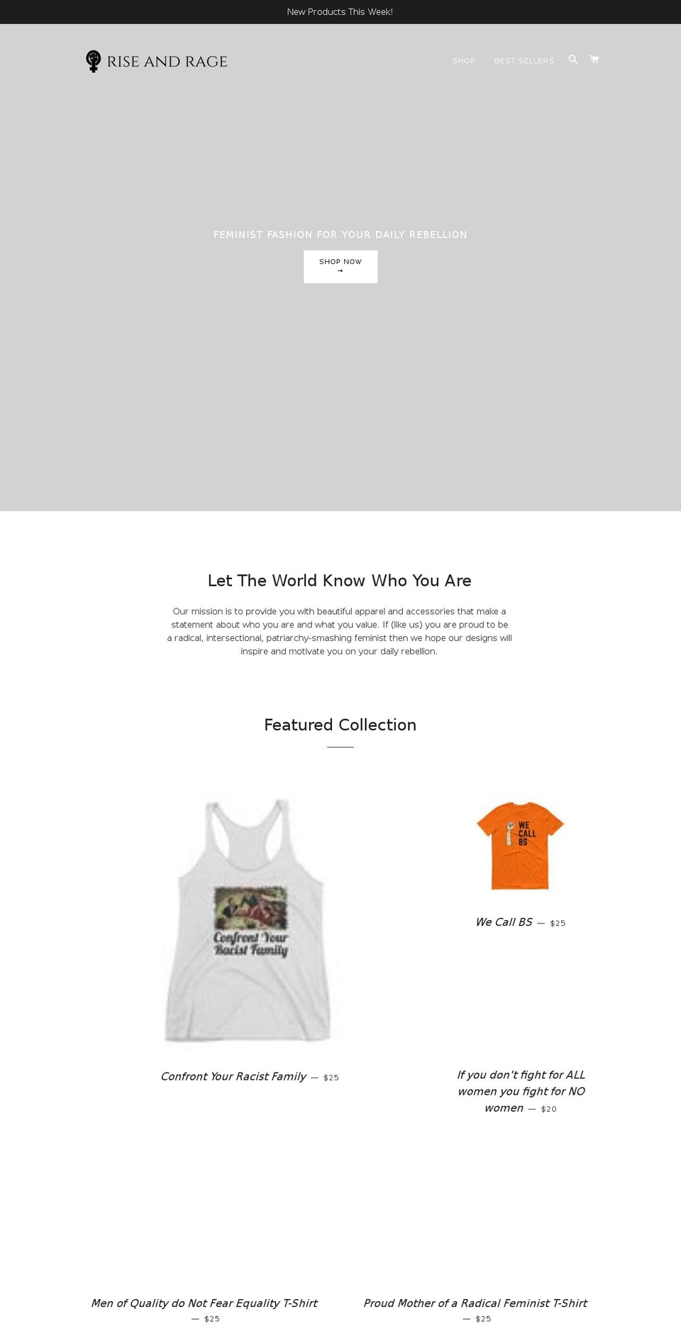 riseandrage.com — Shopify storefront screenshot