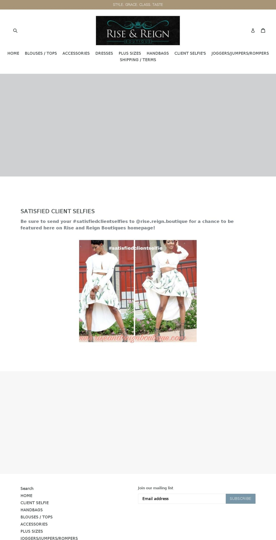 riseandreignboutique.com — Shopify storefront screenshot