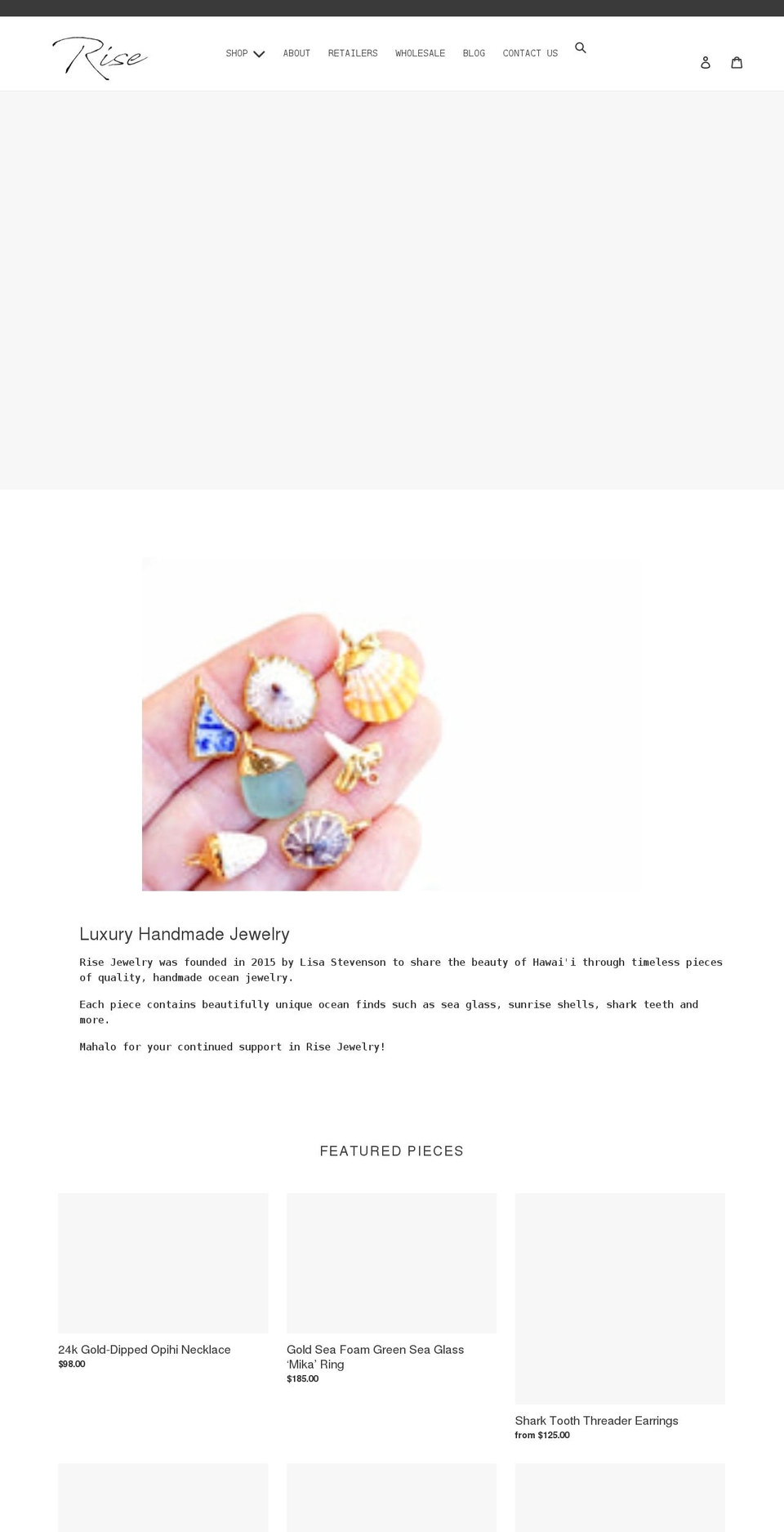 risejewelry.com shopify website screenshot