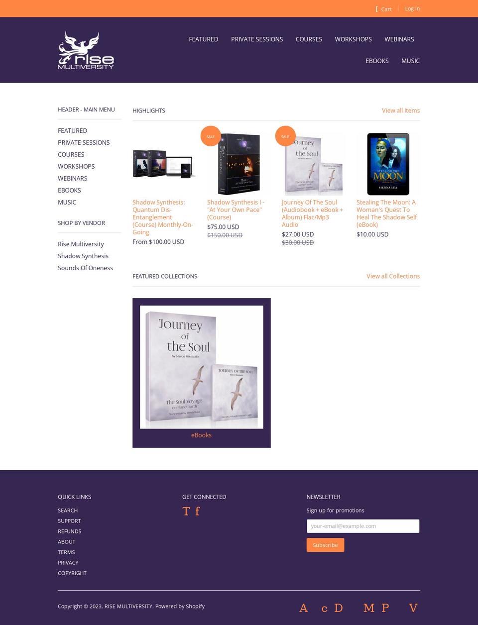 risemultiversity.myshopify.com — Shopify storefront screenshot